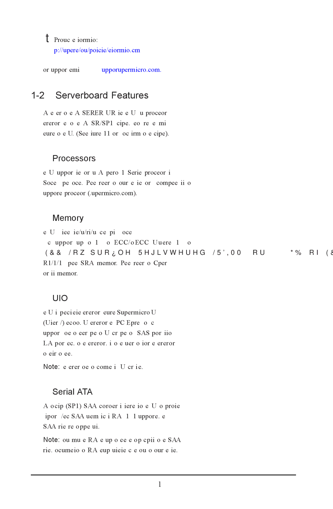 SUPER MICRO Computer 2022G-URF user manual Serverboard Features, Processors Memory, Serial ATA 