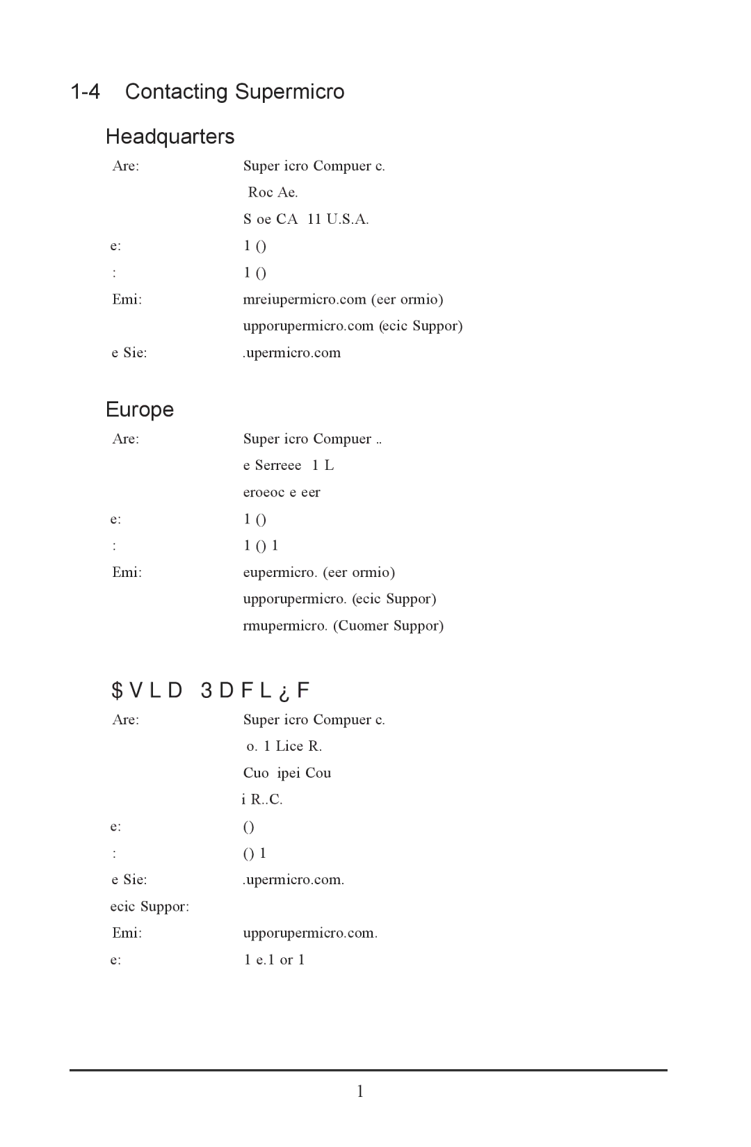 SUPER MICRO Computer 2022G-URF user manual Contacting Supermicro Headquarters, Europe, Asia-Pacific 