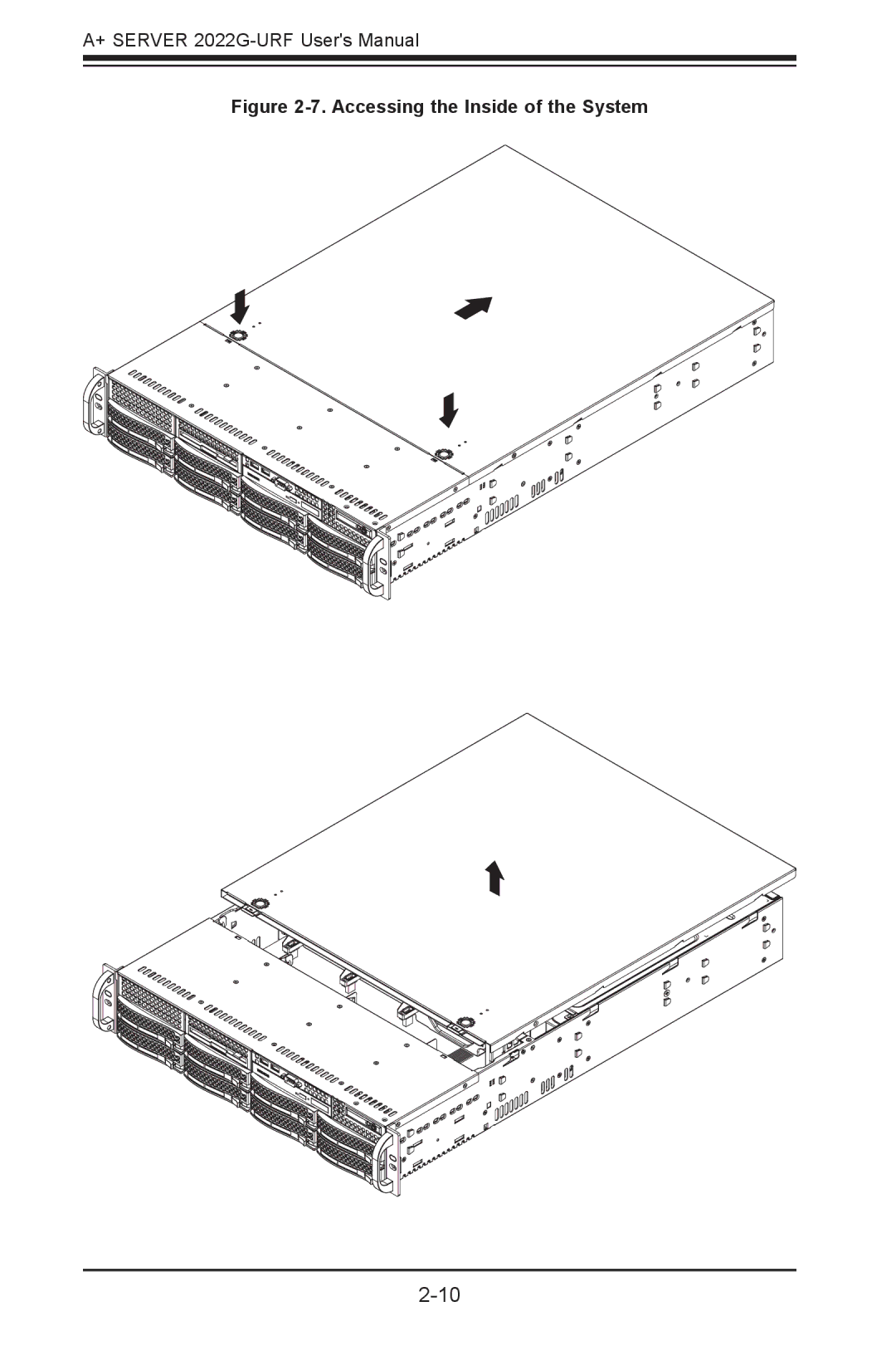 SUPER MICRO Computer 2022G-URF user manual Accessing the Inside of the System 