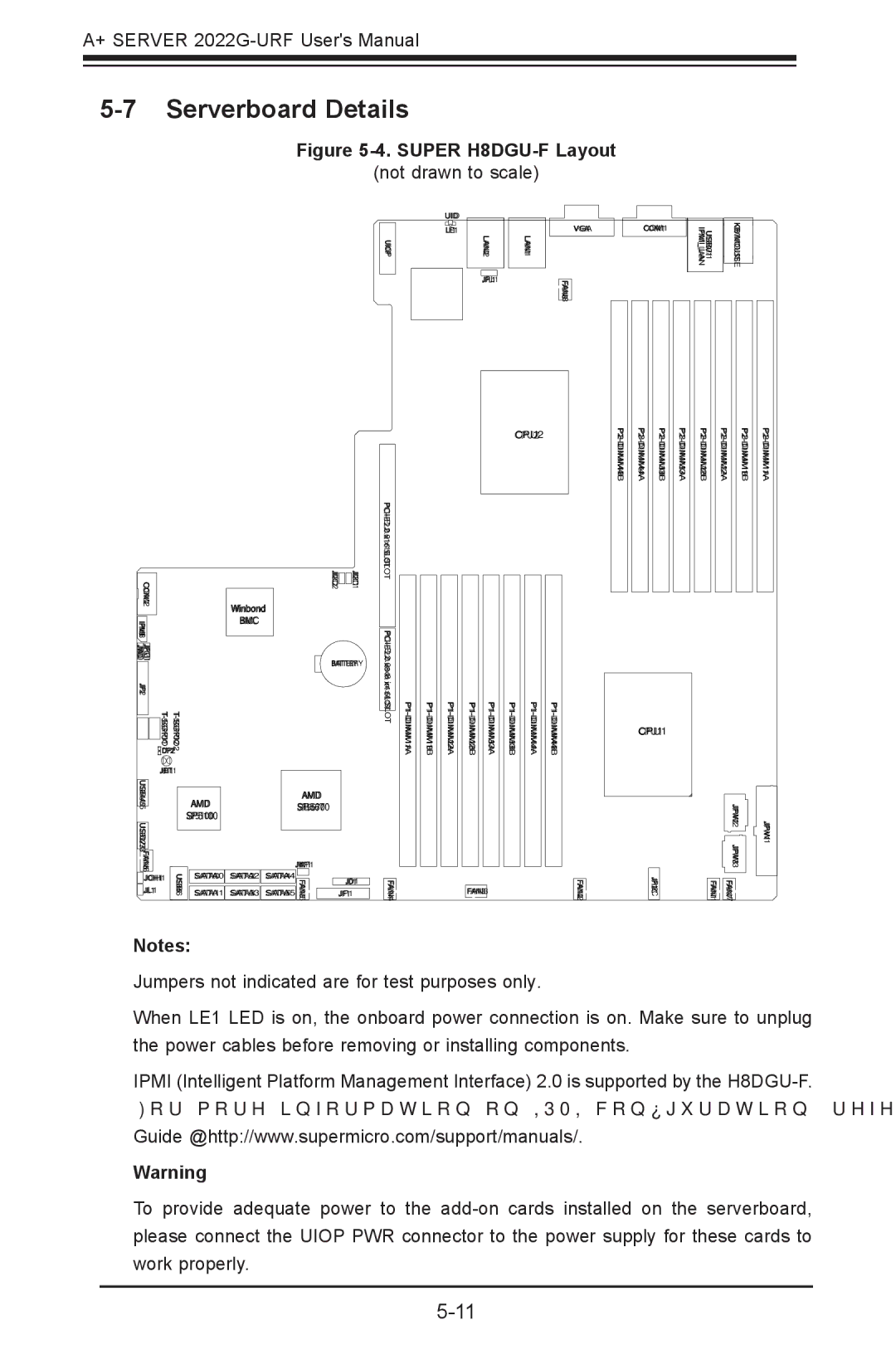 SUPER MICRO Computer 2022G-URF user manual Serverboard Details, Super H8DGU-F Layout 