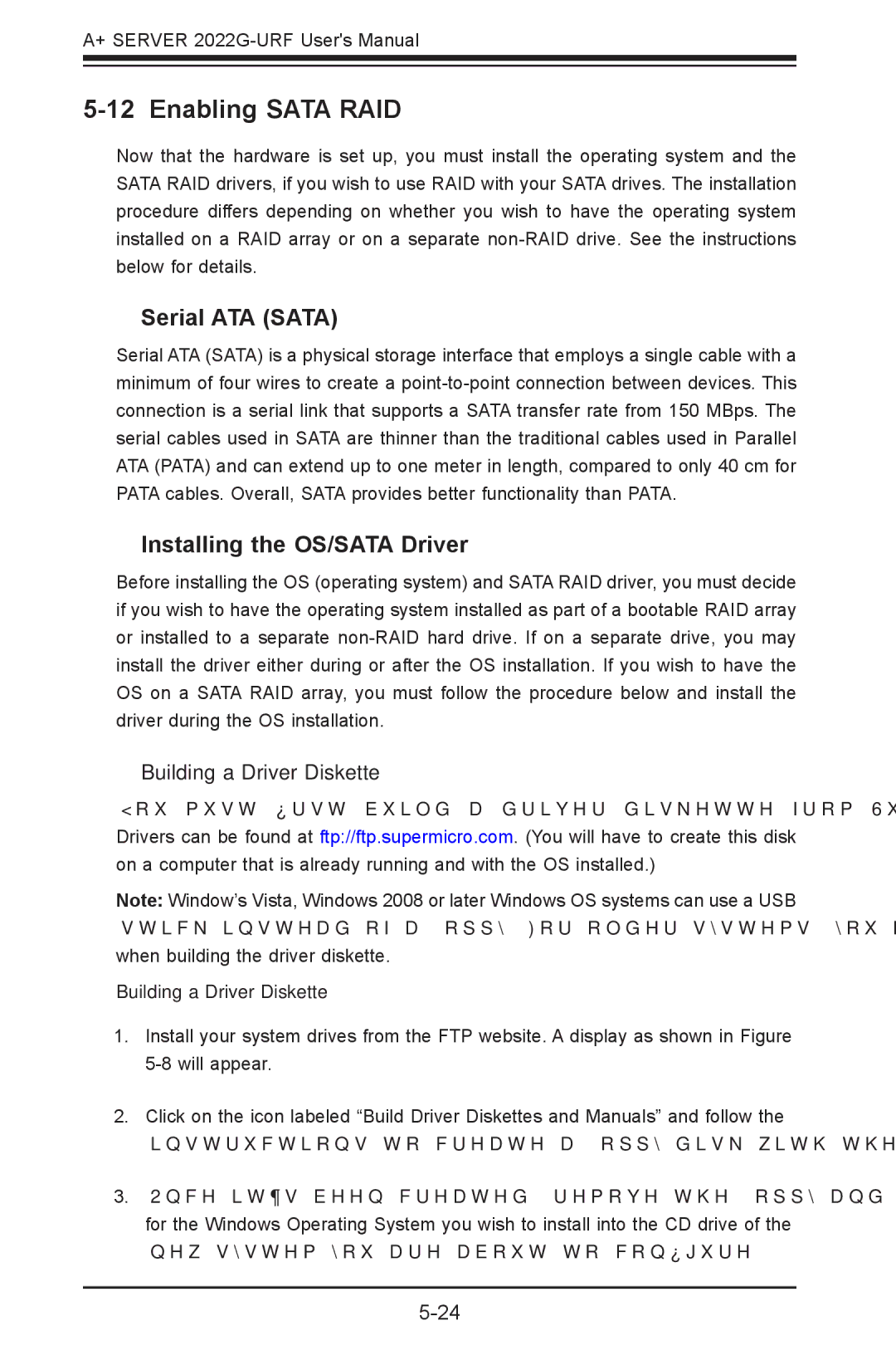 SUPER MICRO Computer 2022G-URF user manual Enabling Sata RAID, Serial ATA Sata, Installing the OS/SATA Driver 