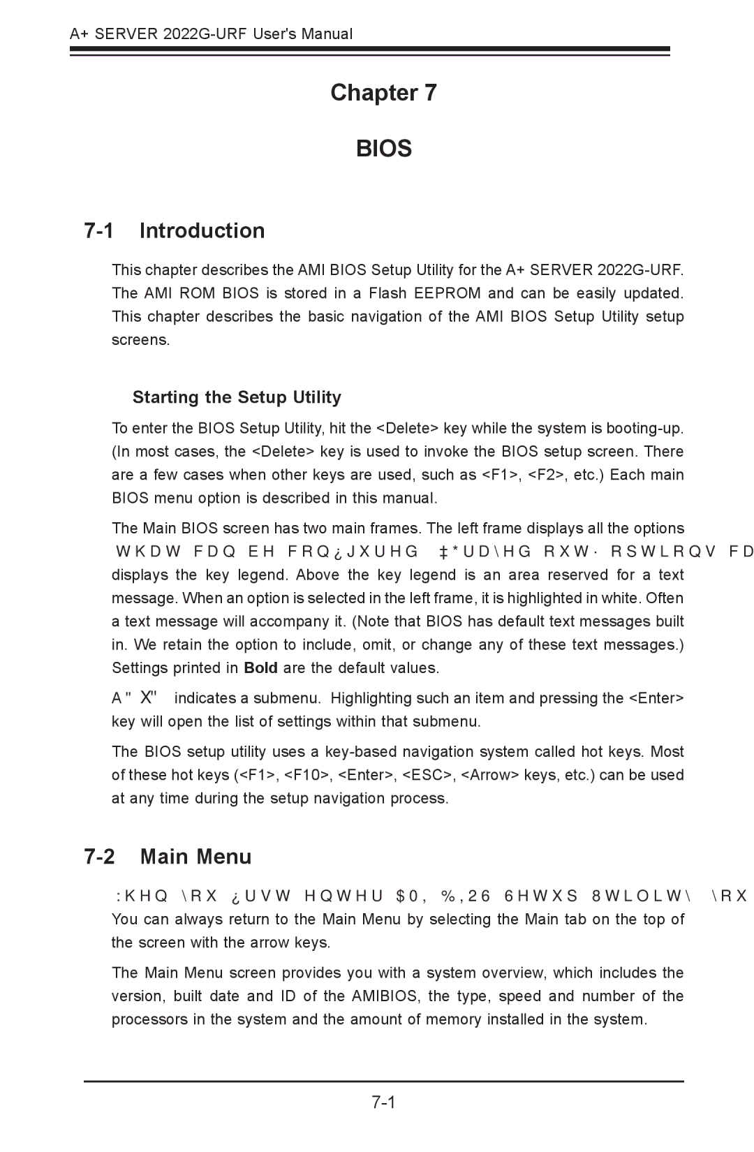 SUPER MICRO Computer 2022G-URF user manual Chapter, Introduction, Main Menu 