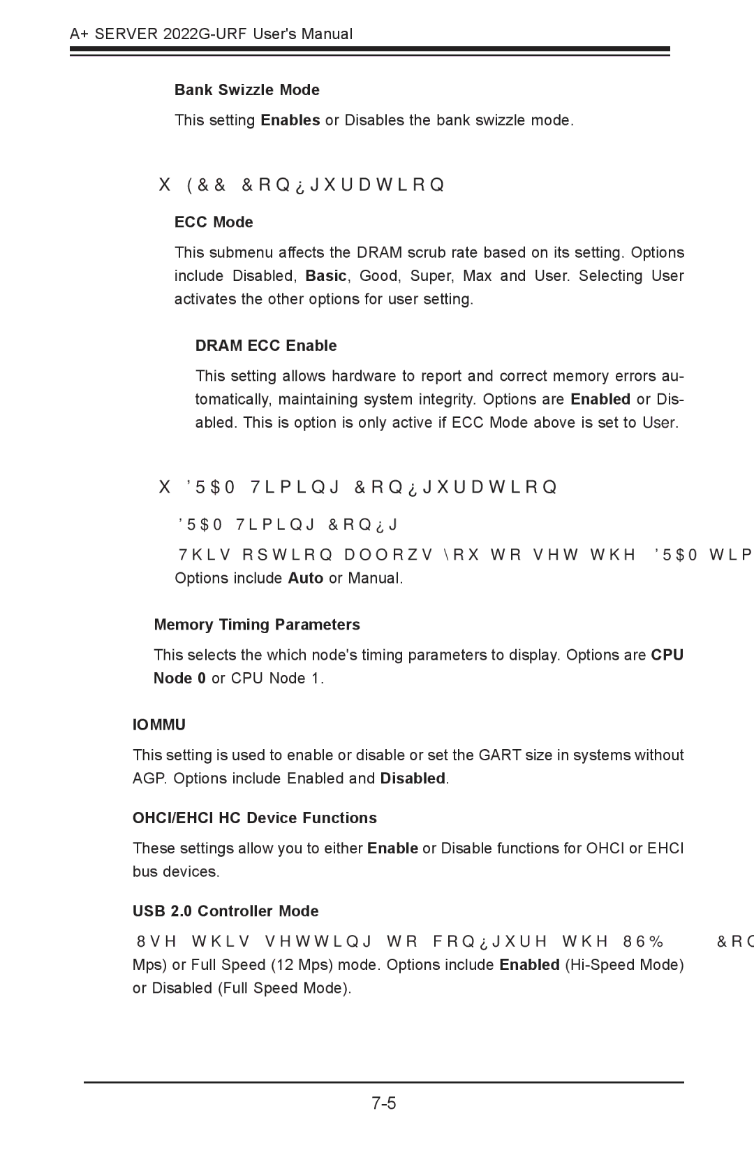 SUPER MICRO Computer 2022G-URF Bank Swizzle Mode, ECC Mode, Dram ECC Enable, Dram Timing Config, Memory Timing Parameters 