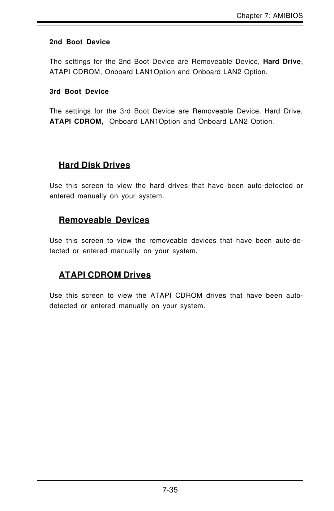 SUPER MICRO Computer 5010H Hard Disk Drives, Removeable Devices, Atapi Cdrom Drives, 2nd Boot Device, 3rd Boot Device 