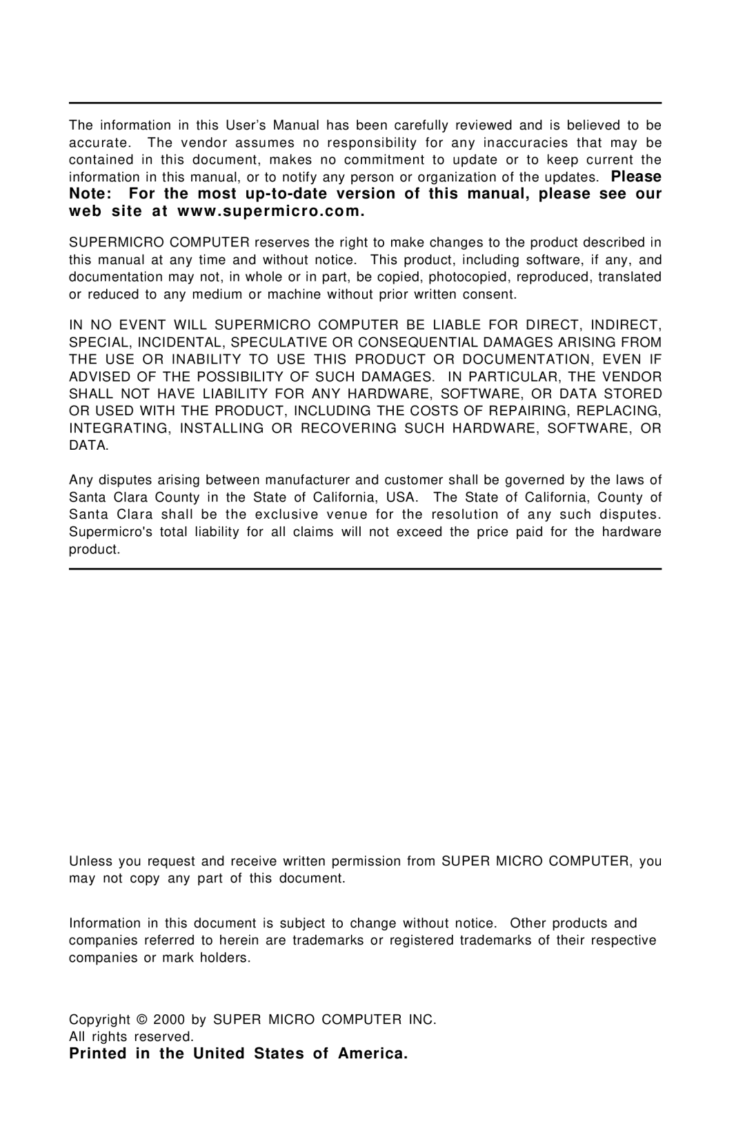 SUPER MICRO Computer 5010E, 5010H user manual 