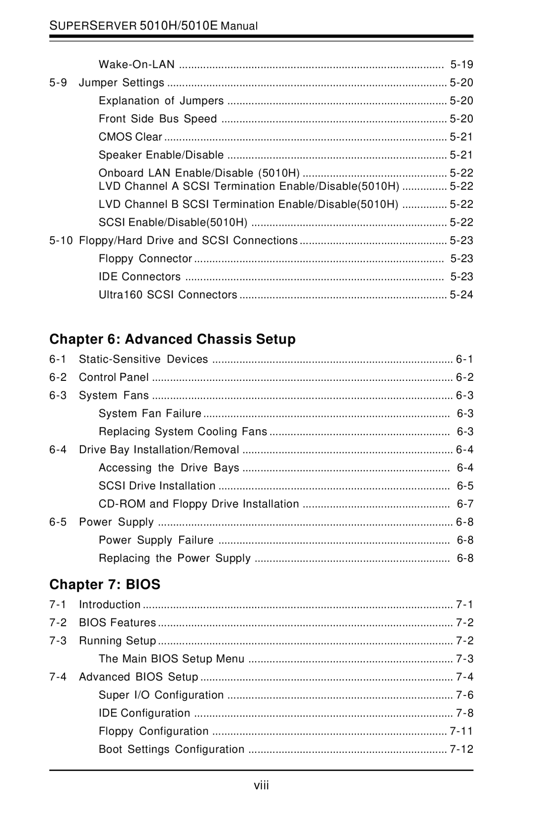 SUPER MICRO Computer 5010E, 5010H user manual Advanced Chassis Setup, Bios 