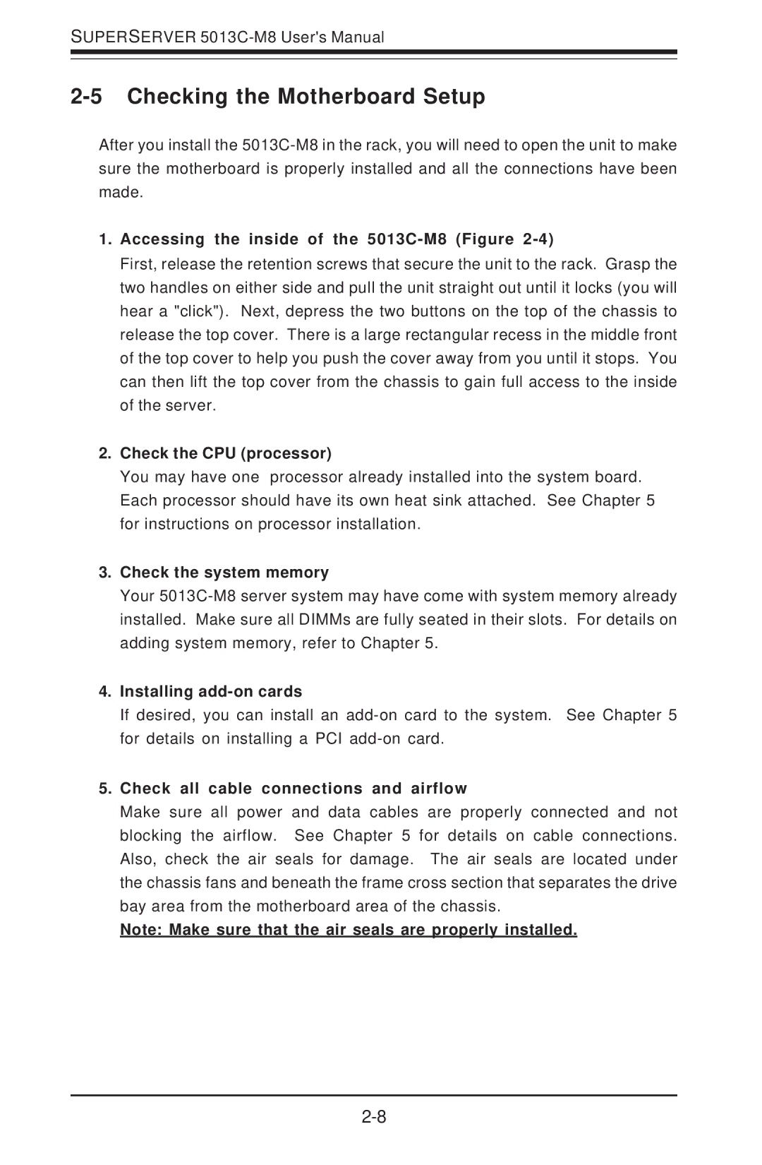 SUPER MICRO Computer user manual Checking the Motherboard Setup, Accessing the inside of the 5013C-M8 Figure 