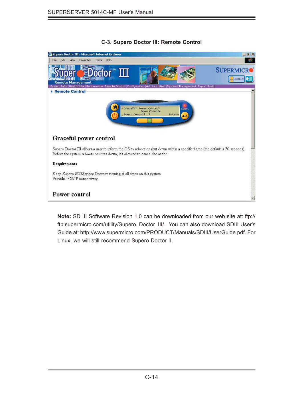 SUPER MICRO Computer 5014C-MF user manual Supero Doctor III Remote Control 
