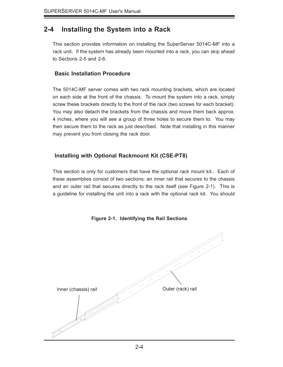 SUPER MICRO Computer 5014C-MF user manual Installing the System into a Rack, Basic Installation Procedure 