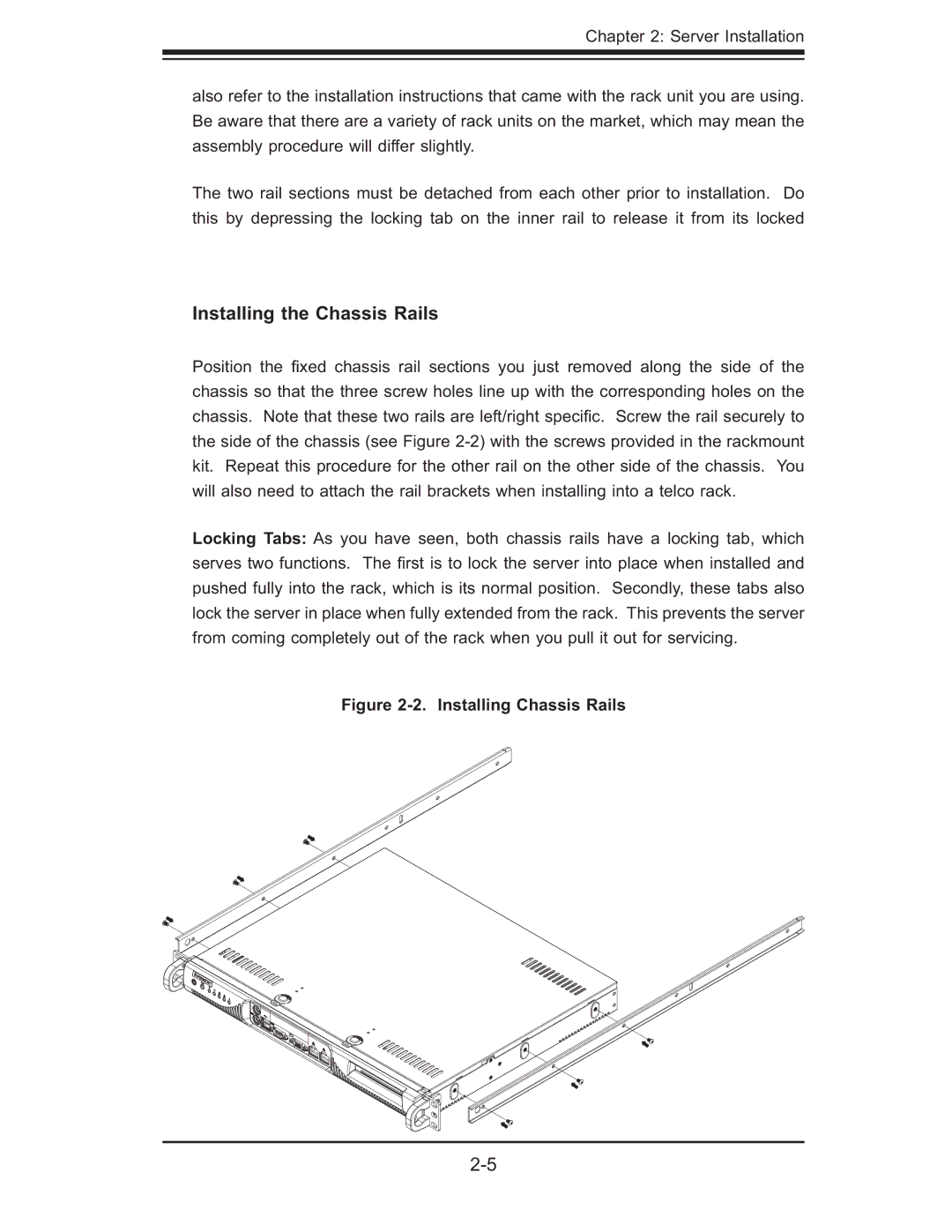 SUPER MICRO Computer 5014C-MF user manual Installing the Chassis Rails, Installing Chassis Rails 