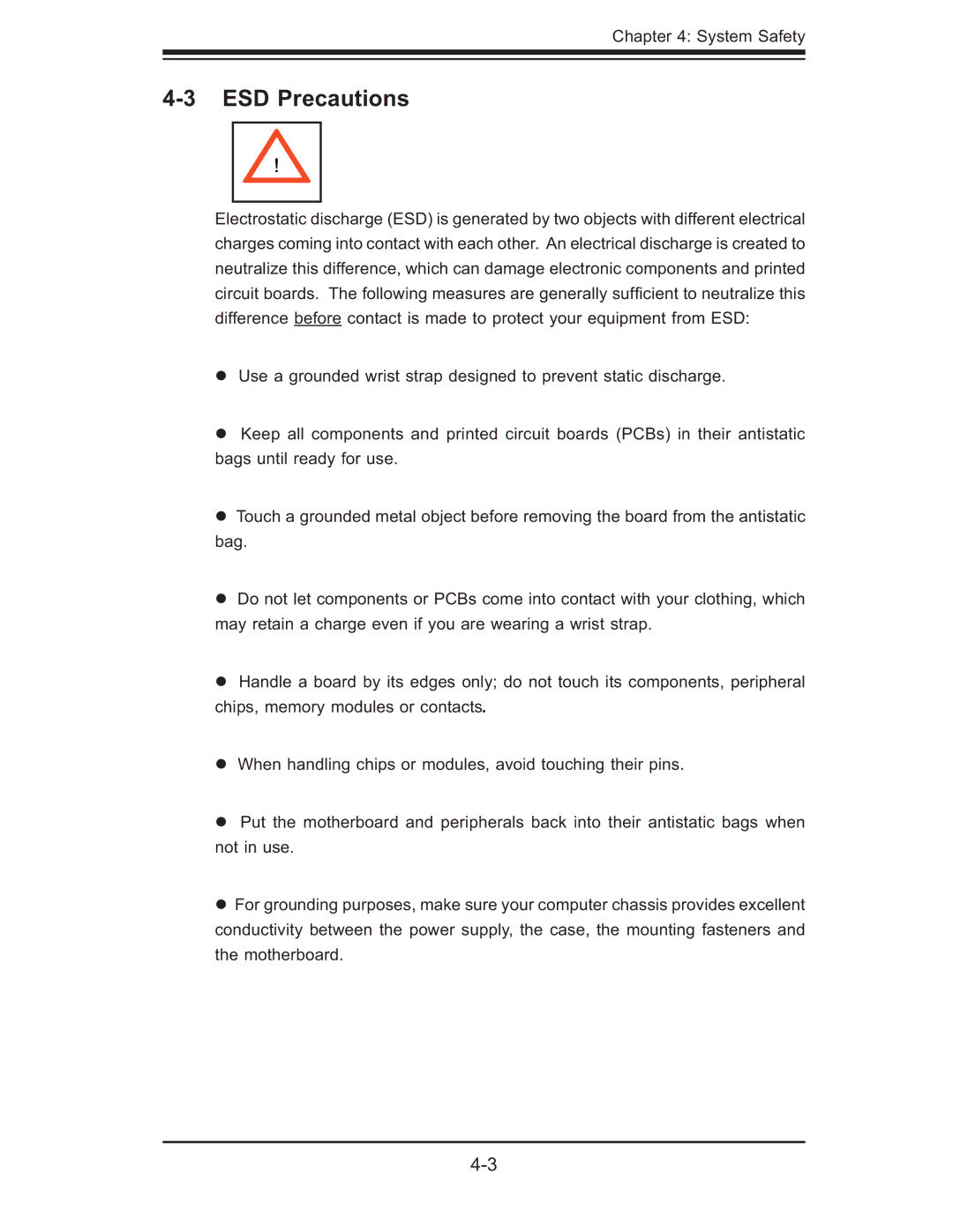 SUPER MICRO Computer 5014C-MF user manual ESD Precautions 