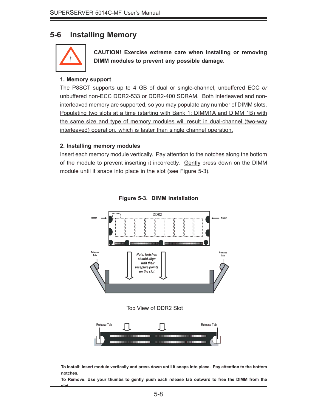 SUPER MICRO Computer 5014C-MF user manual Installing Memory, Memory support 