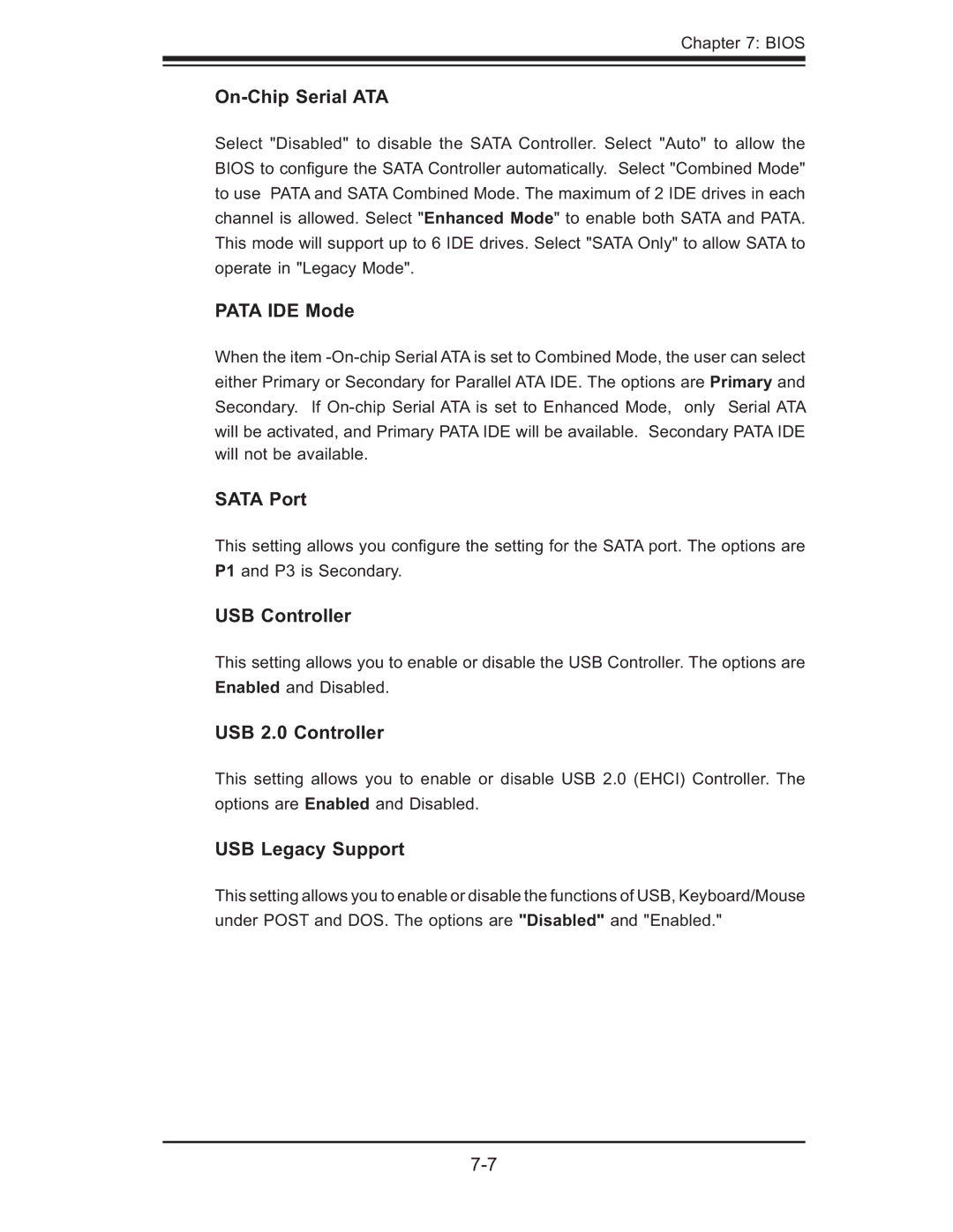 SUPER MICRO Computer 5014C-MF user manual On-Chip Serial ATA, Pata IDE Mode, Sata Port, USB Controller, USB 2.0 Controller 