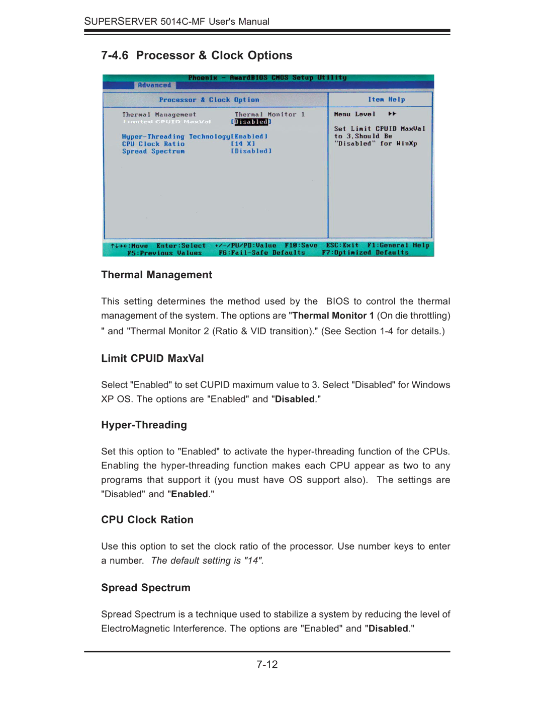 SUPER MICRO Computer 5014C-MF user manual Processor & Clock Options 