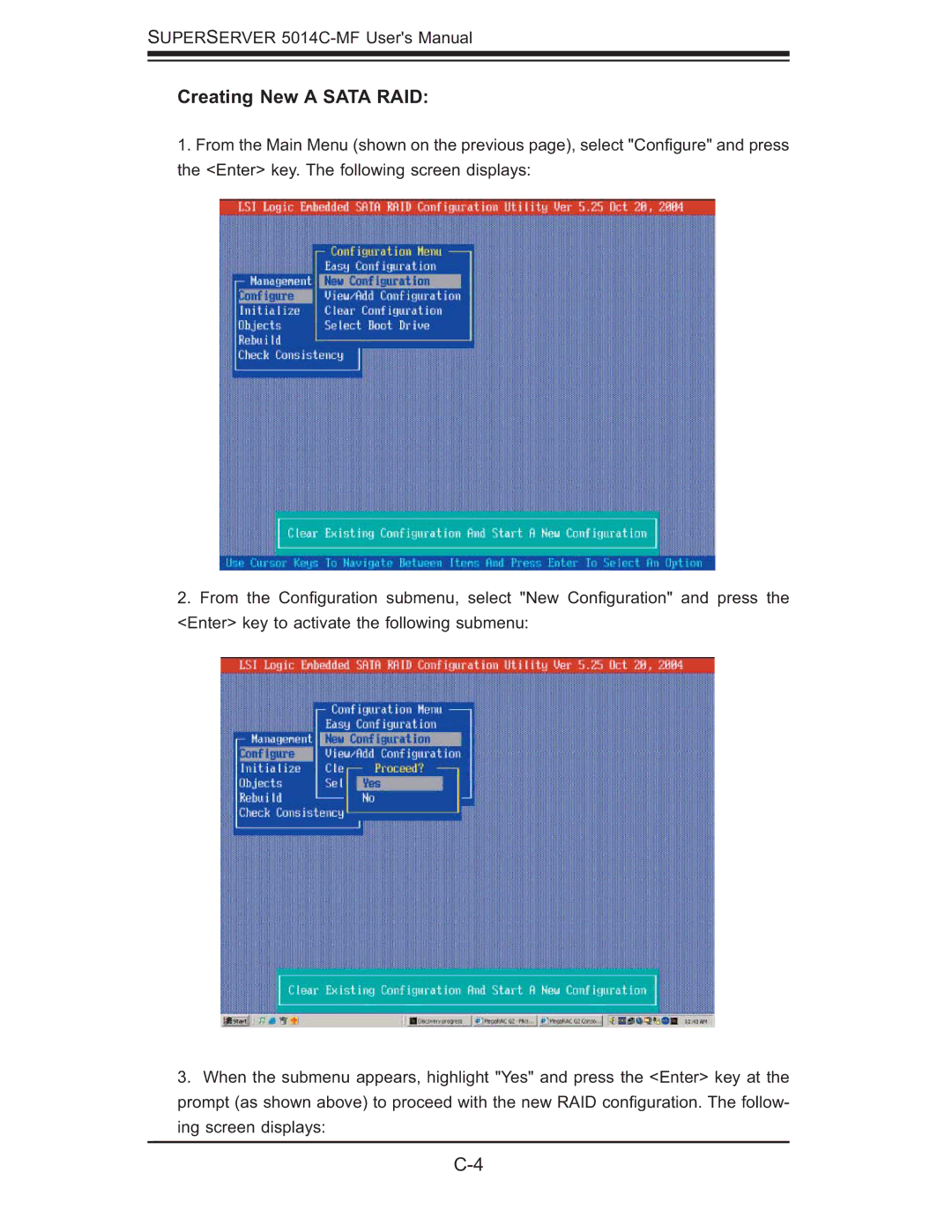 SUPER MICRO Computer 5014C-MF user manual Creating New a Sata RAID 