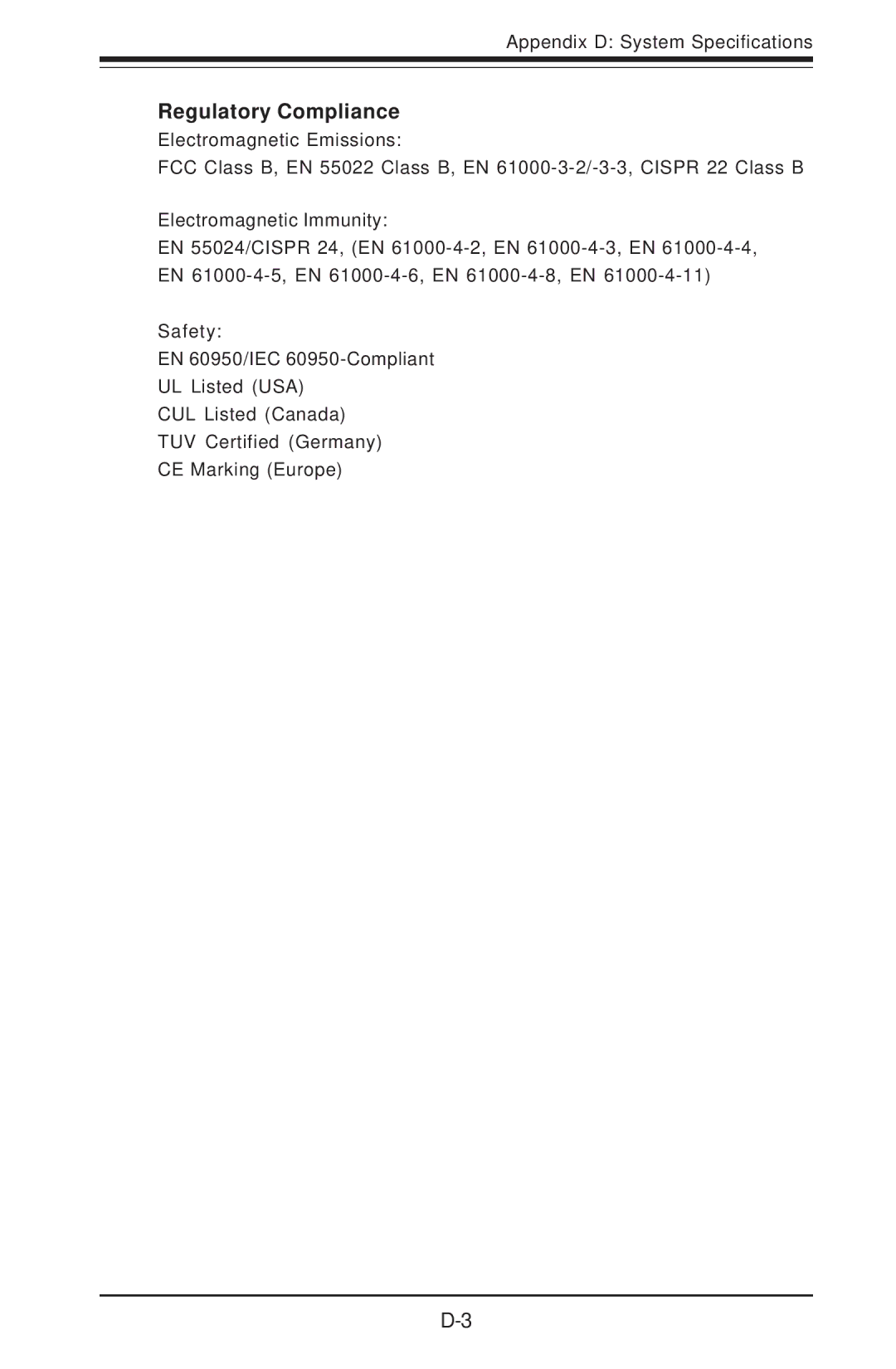 SUPER MICRO Computer 5014C-T manual Regulatory Compliance 