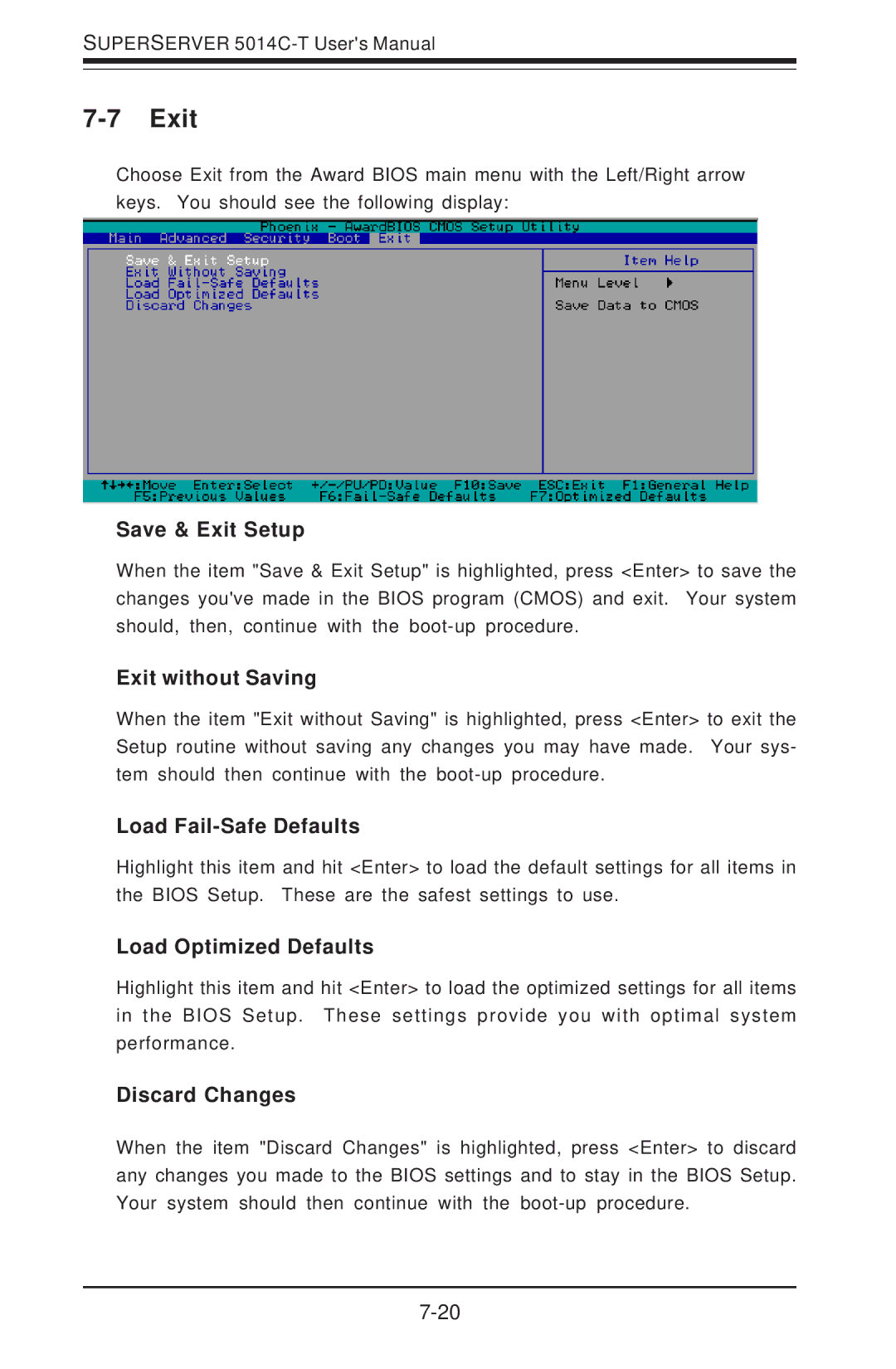 SUPER MICRO Computer 5014C-T manual Exit 