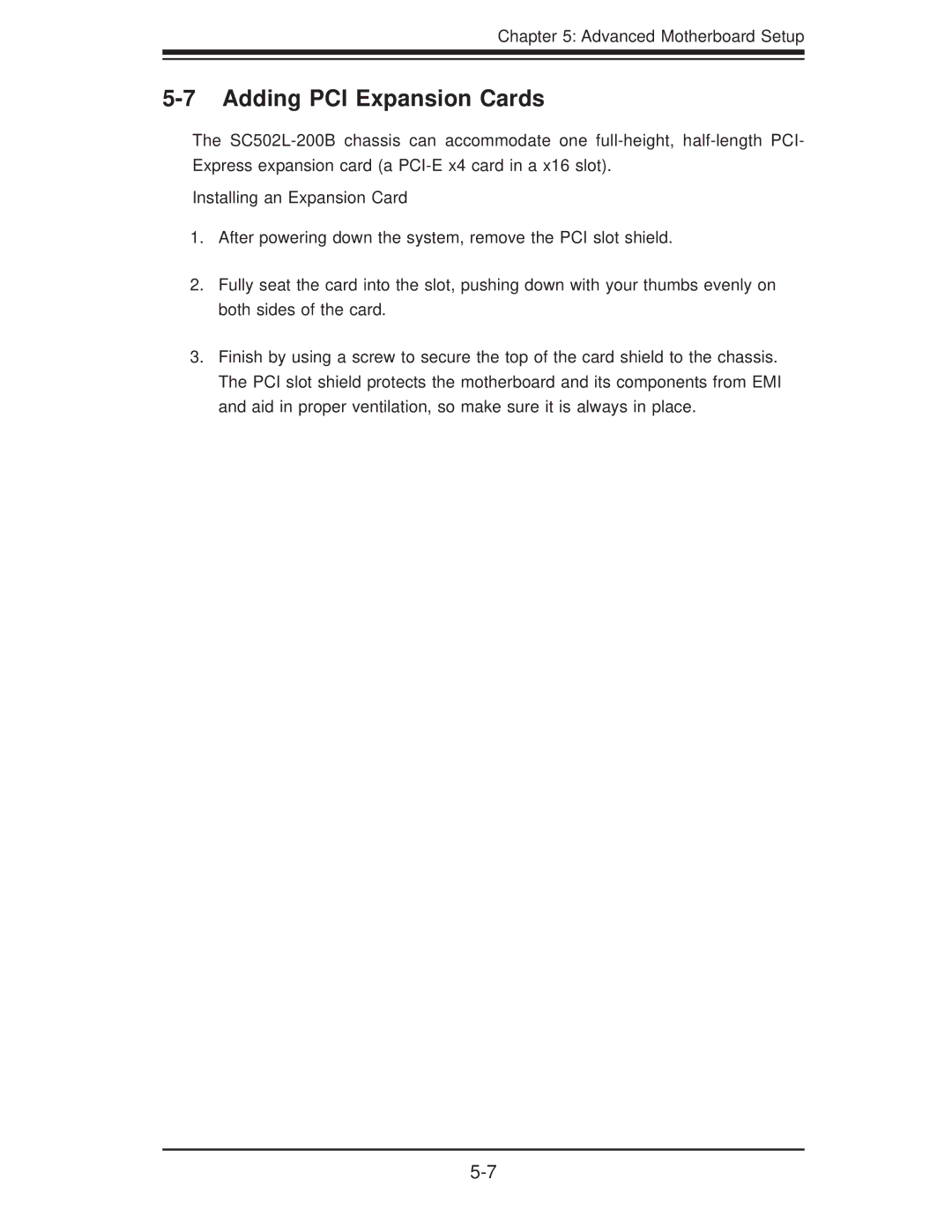 SUPER MICRO Computer 5015A-EHF-D525 user manual Adding PCI Expansion Cards, Installing an Expansion Card 