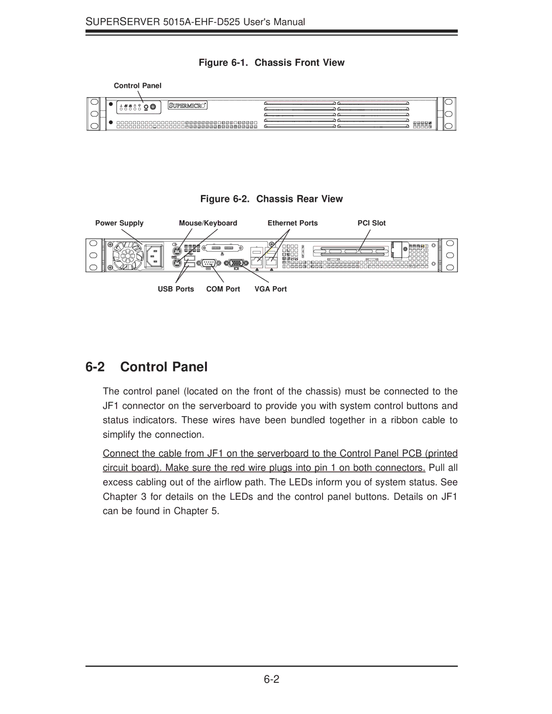 SUPER MICRO Computer 5015A-EHF-D525 user manual Control Panel, Chassis Front View 