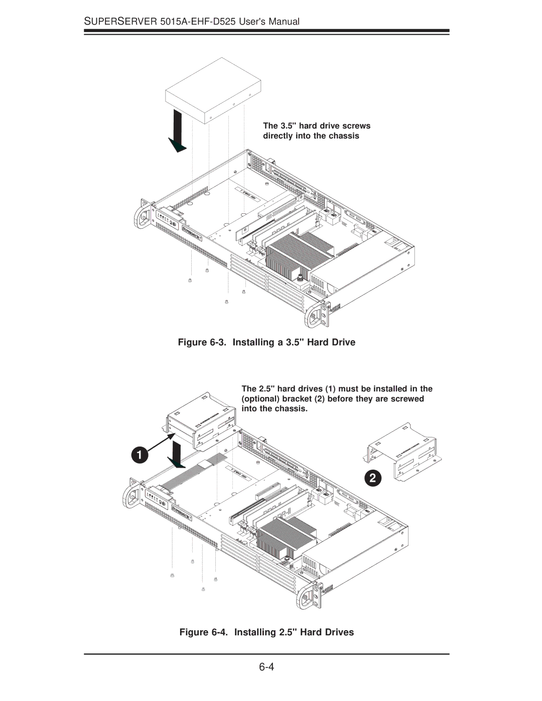 SUPER MICRO Computer 5015A-EHF-D525 user manual Installing a 3.5 Hard Drive 