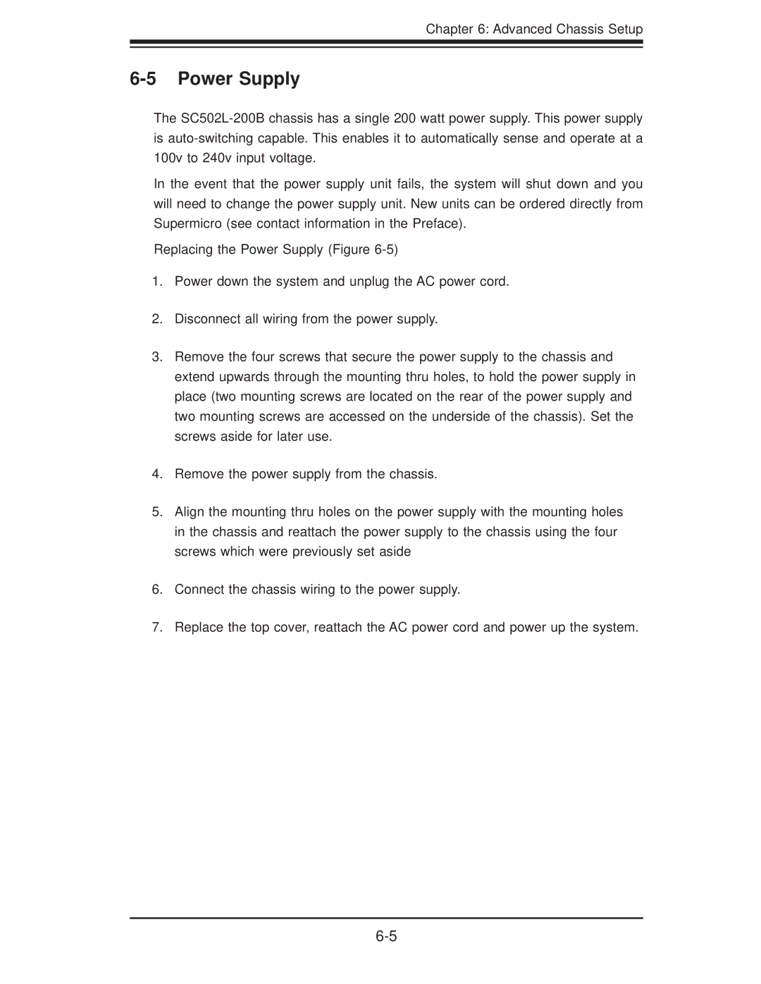 SUPER MICRO Computer 5015A-EHF-D525 user manual Replacing the Power Supply Figure 