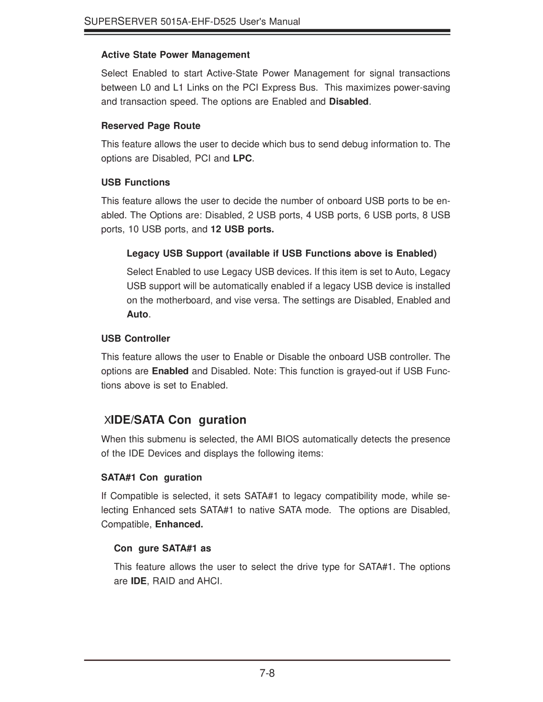 SUPER MICRO Computer 5015A-EHF-D525 user manual XIDE/SATA Conﬁguration 