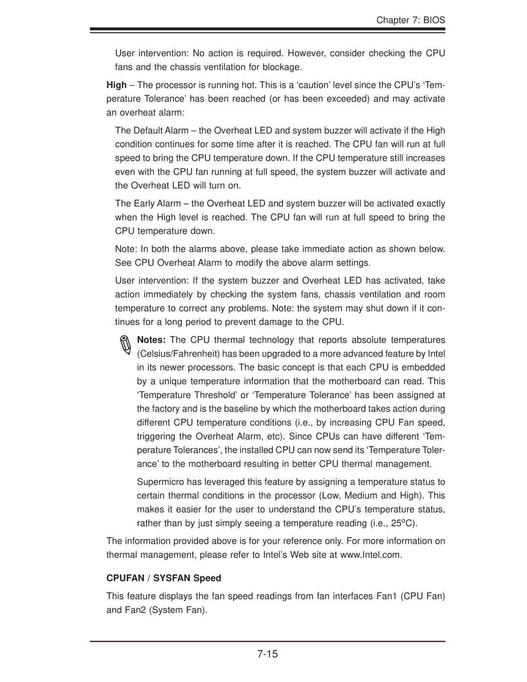 SUPER MICRO Computer 5015A-EHF-D525 user manual Cpufan / Sysfan Speed 