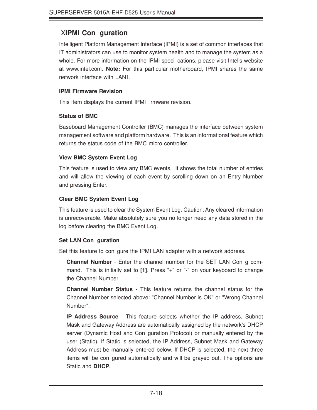 SUPER MICRO Computer 5015A-EHF-D525 user manual Xipmi Conﬁguration 