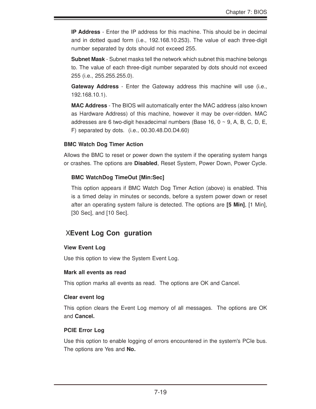 SUPER MICRO Computer 5015A-EHF-D525 user manual XEvent Log Conﬁguration 