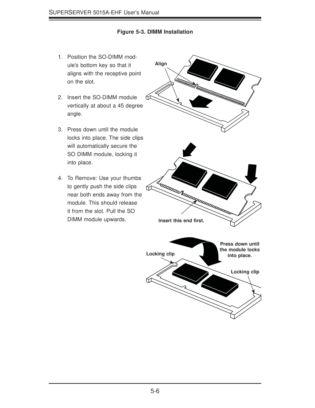 SUPER MICRO Computer 5015A-EHF user manual Dimm Installation 