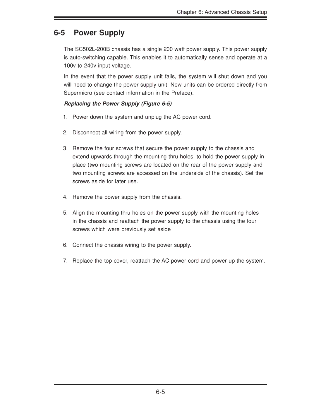 SUPER MICRO Computer 5015A-EHF user manual Replacing the Power Supply Figure 