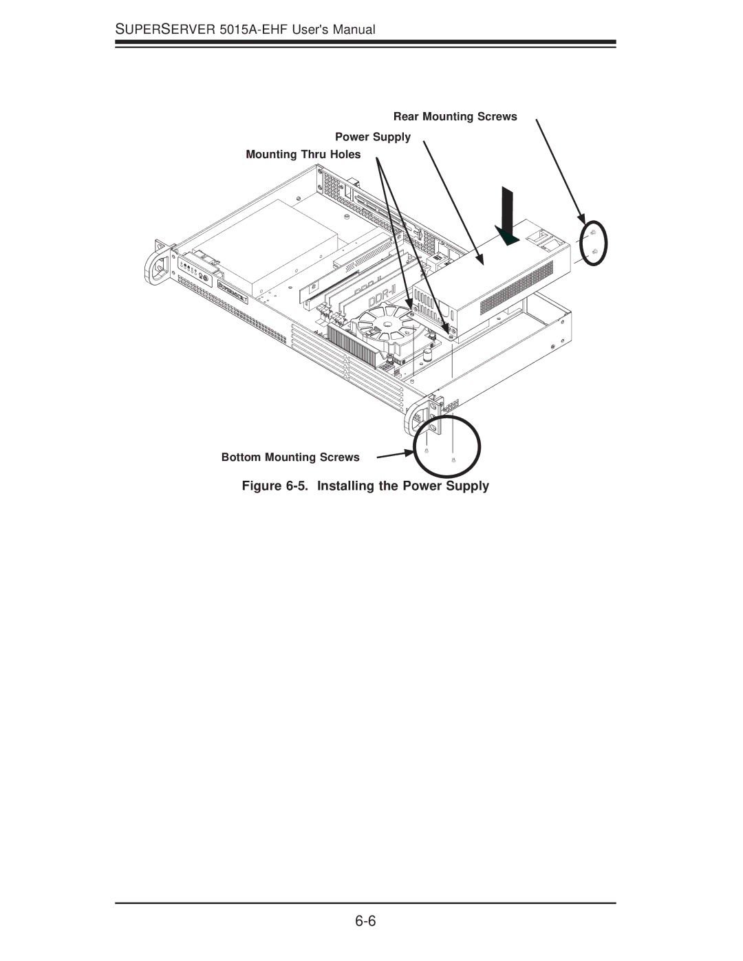 SUPER MICRO Computer 5015A-EHF user manual Installing the Power Supply 