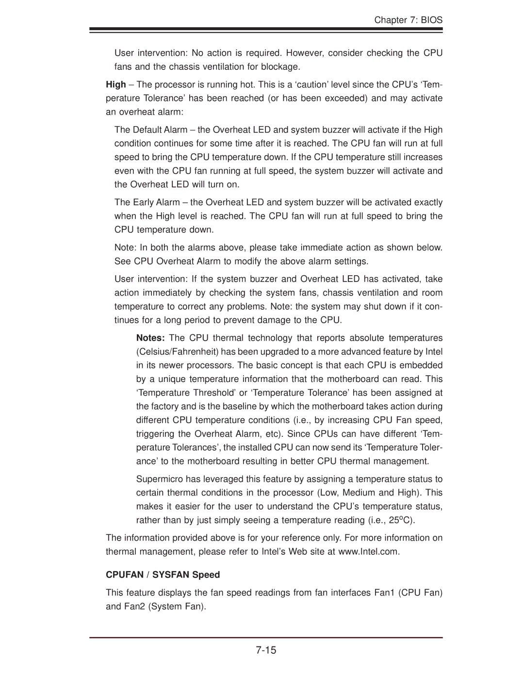 SUPER MICRO Computer 5015A-EHF user manual Cpufan / Sysfan Speed 