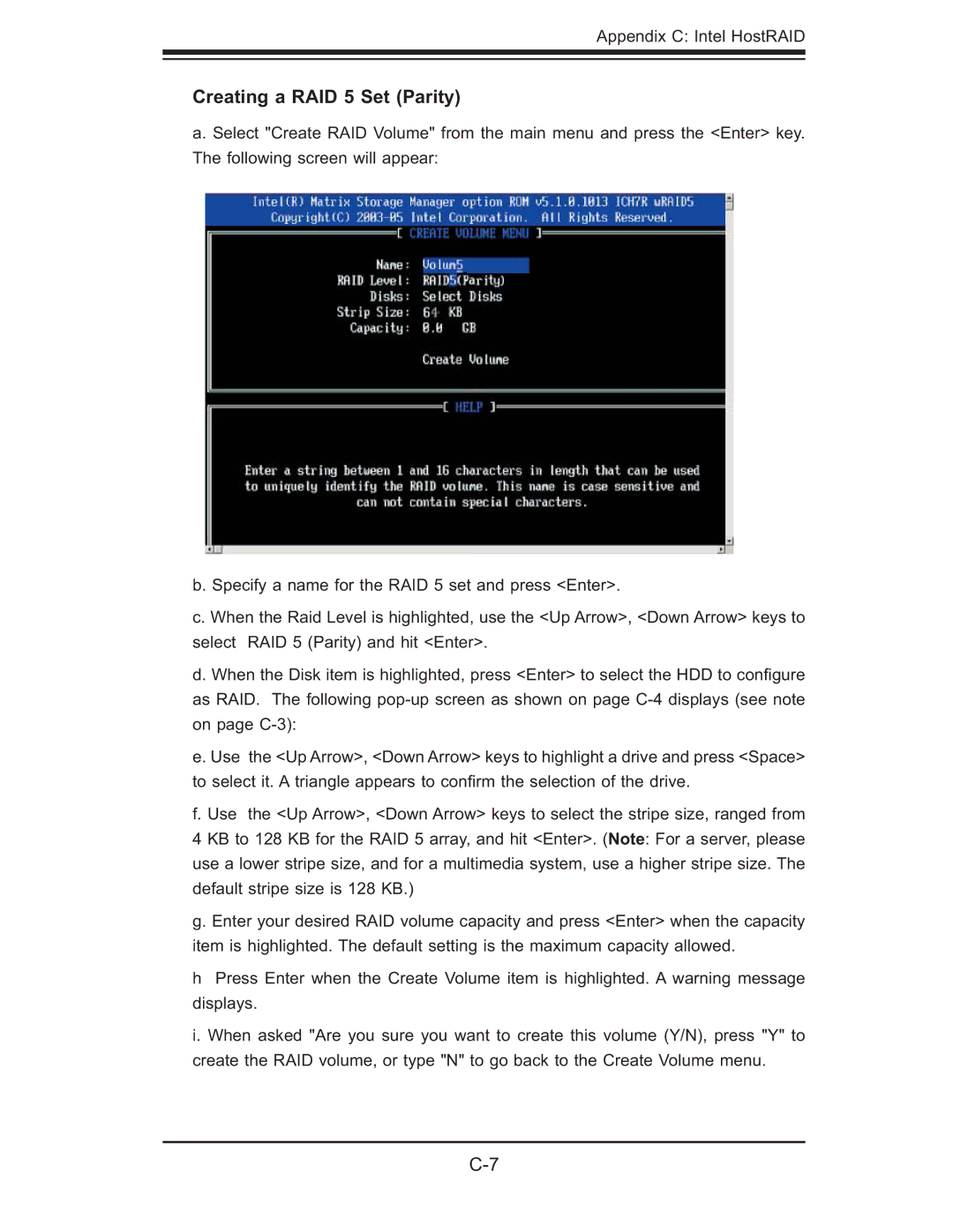 SUPER MICRO Computer 5015M-NTR, 5015M-UR user manual Creating a RAID 5 Set Parity 