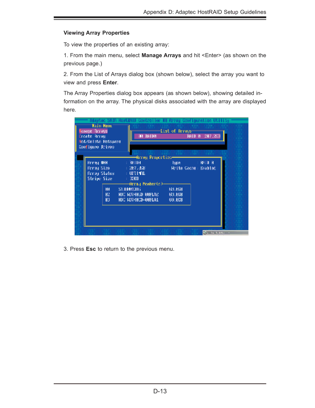 SUPER MICRO Computer 5015M-NTR, 5015M-UR user manual Viewing Array Properties 