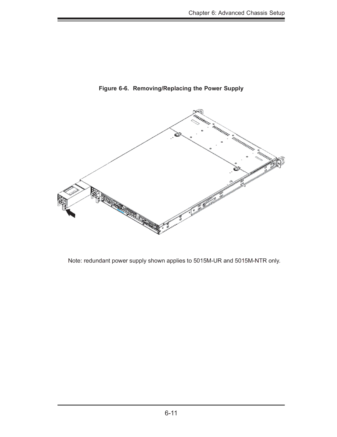 SUPER MICRO Computer 5015M-UR, 5015M-NTR user manual Removing/Replacing the Power Supply 