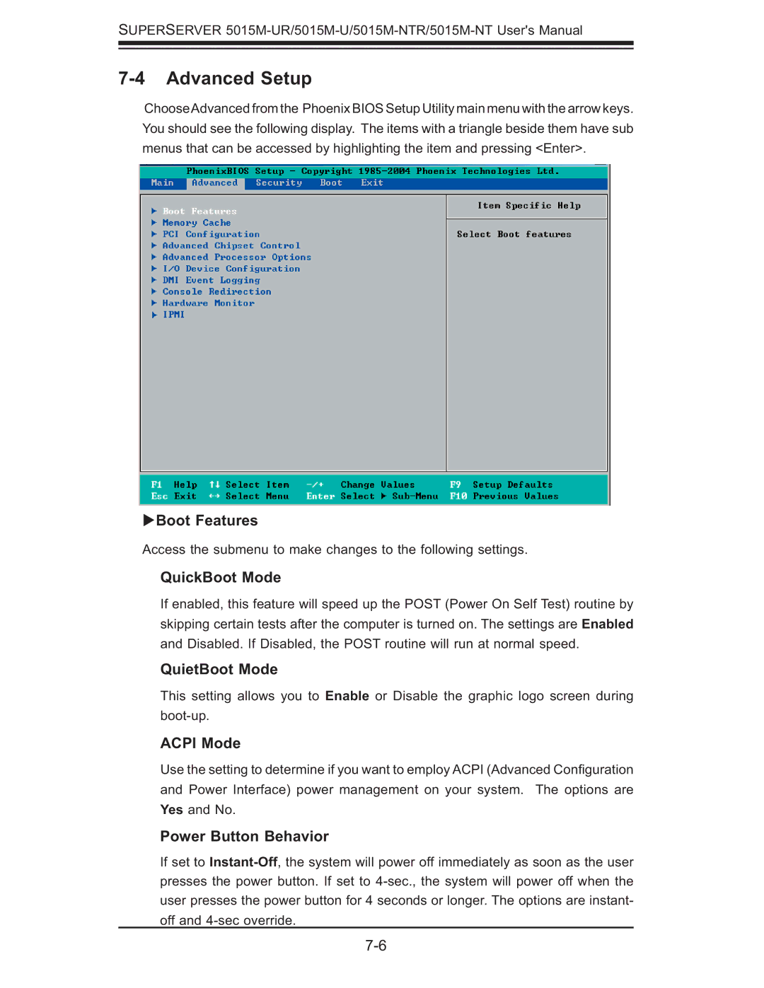 SUPER MICRO Computer 5015M-UR, 5015M-NTR user manual Advanced Setup 