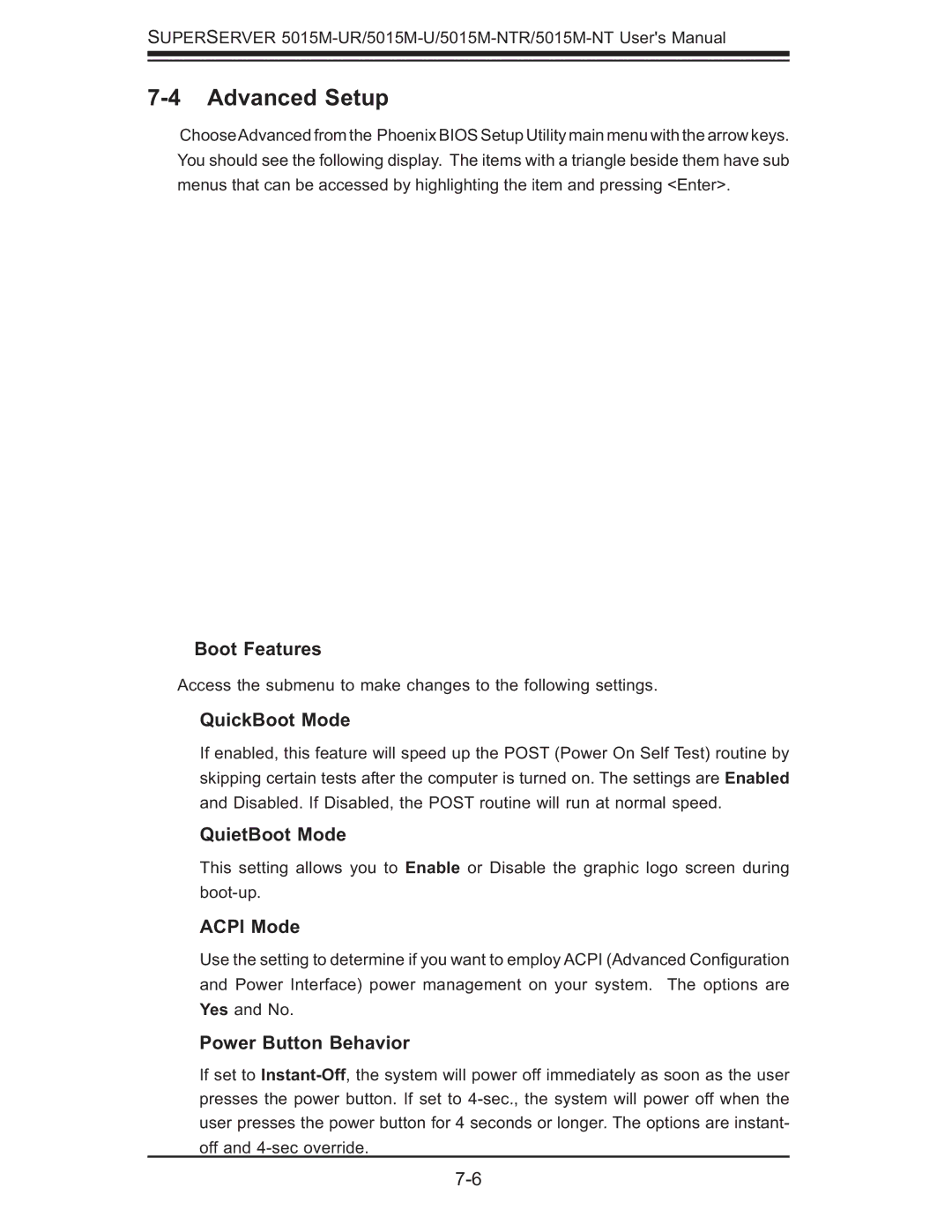 SUPER MICRO Computer 5015M-UR, 5015M-NTR user manual Advanced Setup 