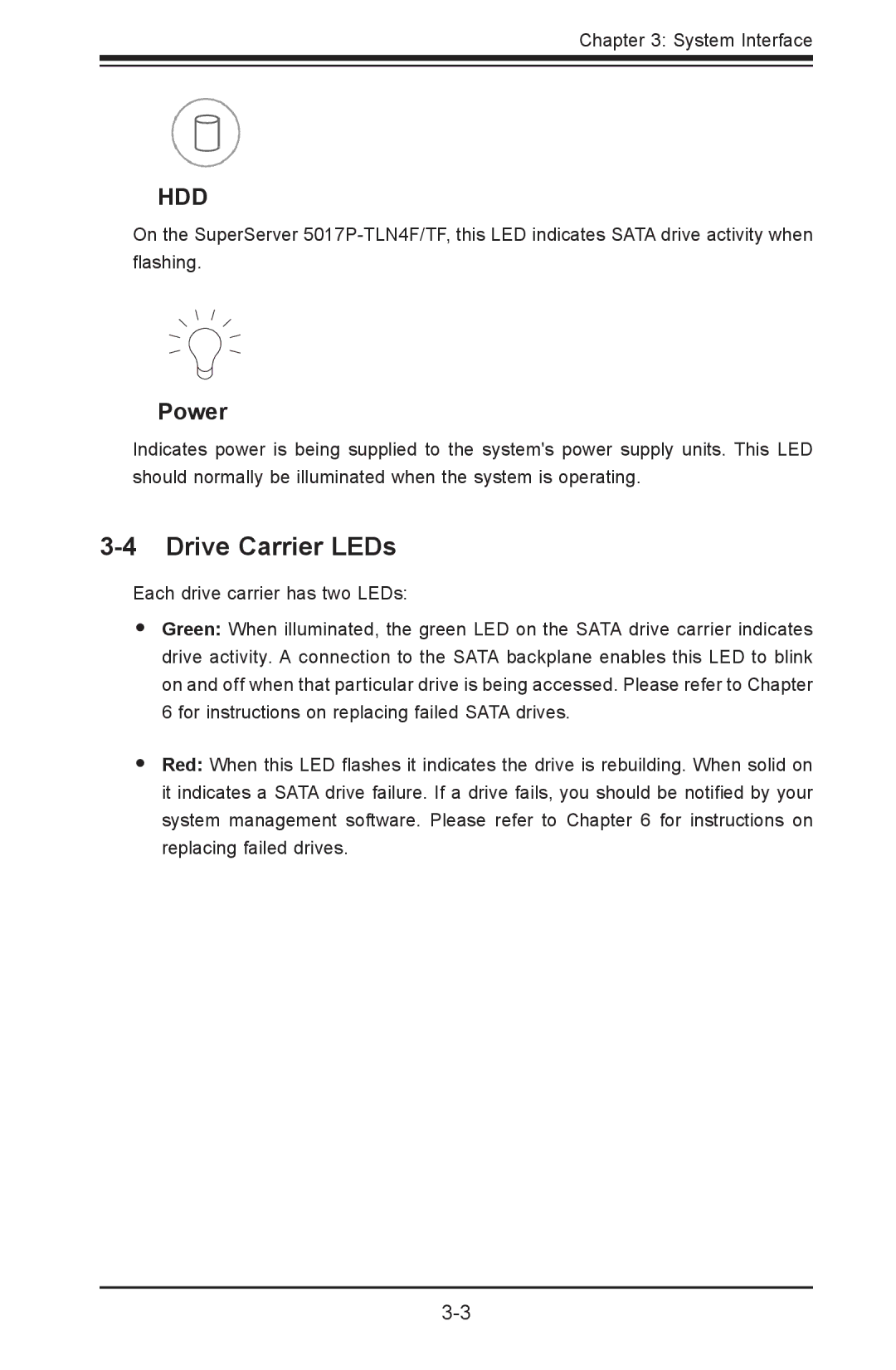 SUPER MICRO Computer 5017P-TF, 5017P-TLN4F user manual Drive Carrier LEDs, Hdd 