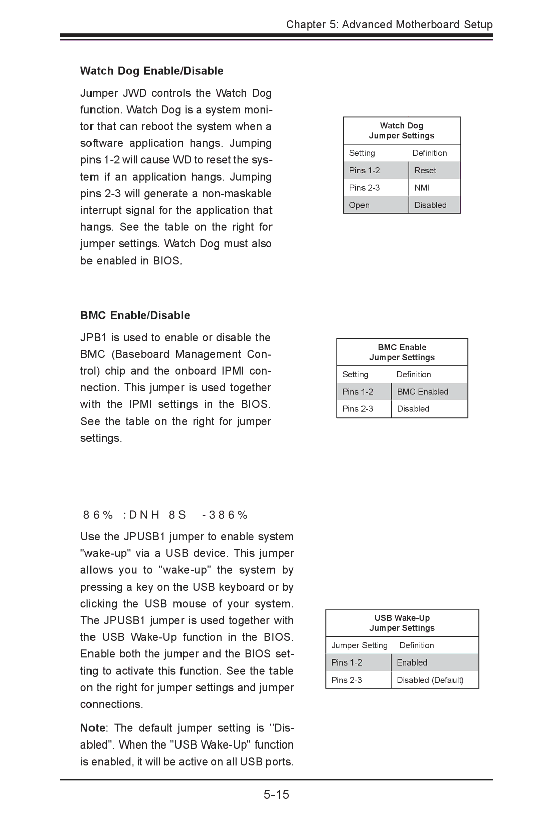 SUPER MICRO Computer 5017P-TF, 5017P-TLN4F user manual Watch Dog Enable/Disable, BMC Enable/Disable, USB Wake-Up JPUSB1 