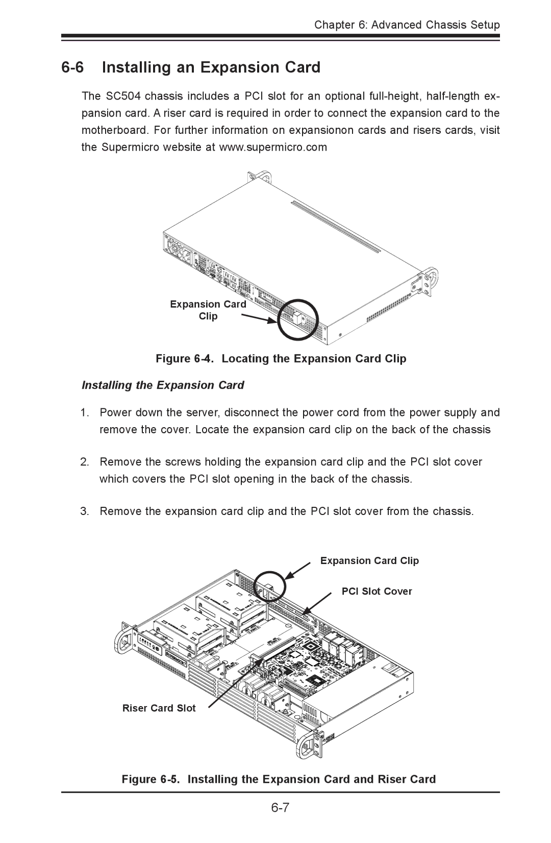 SUPER MICRO Computer 5017P-TLN4F, 5017P-TF user manual Installing an Expansion Card, Locating the Expansion Card Clip 