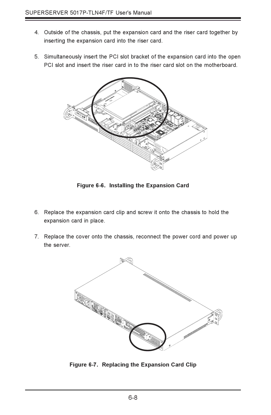 SUPER MICRO Computer 5017P-TF, 5017P-TLN4F user manual Installing the Expansion Card 