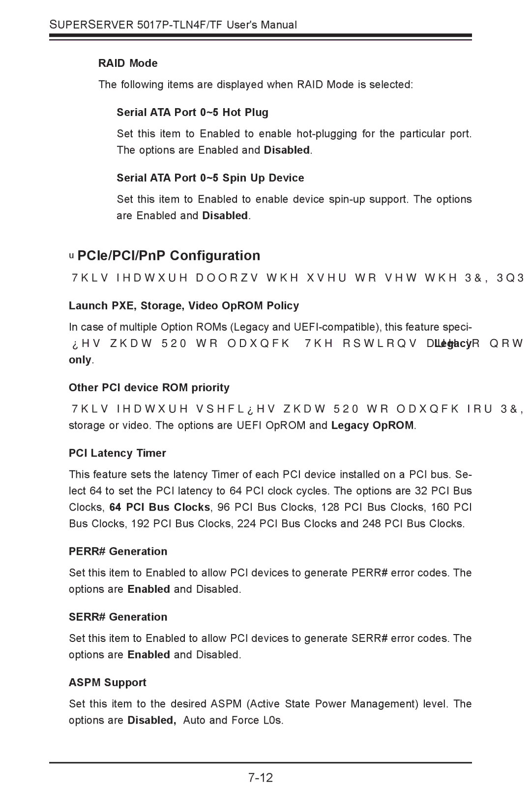 SUPER MICRO Computer 5017P-TF, 5017P-TLN4F user manual PCIe/PCI/PnP Configuration 