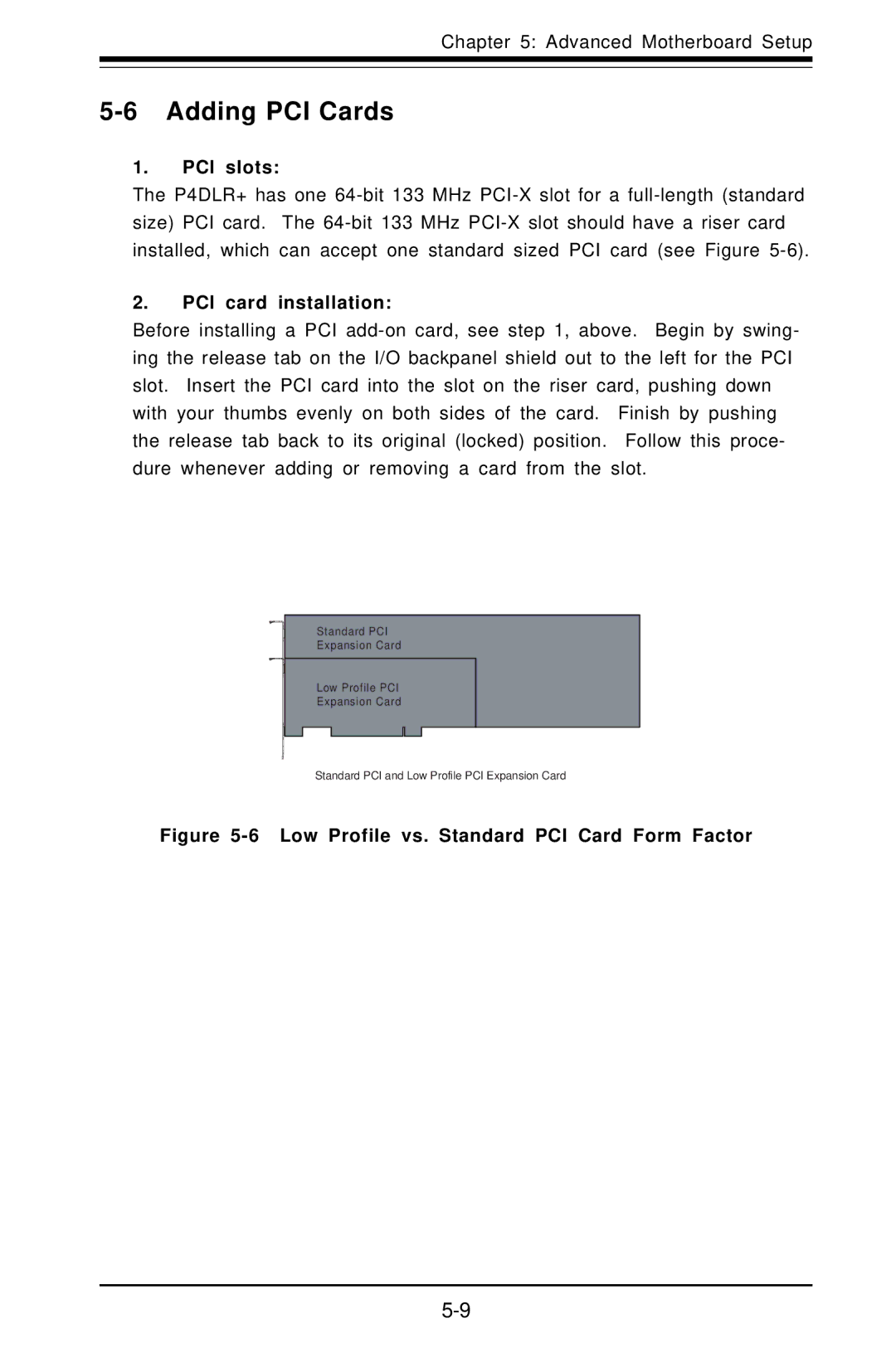 SUPER MICRO Computer 6012L-6 user manual Adding PCI Cards, PCI slots, PCI card installation 