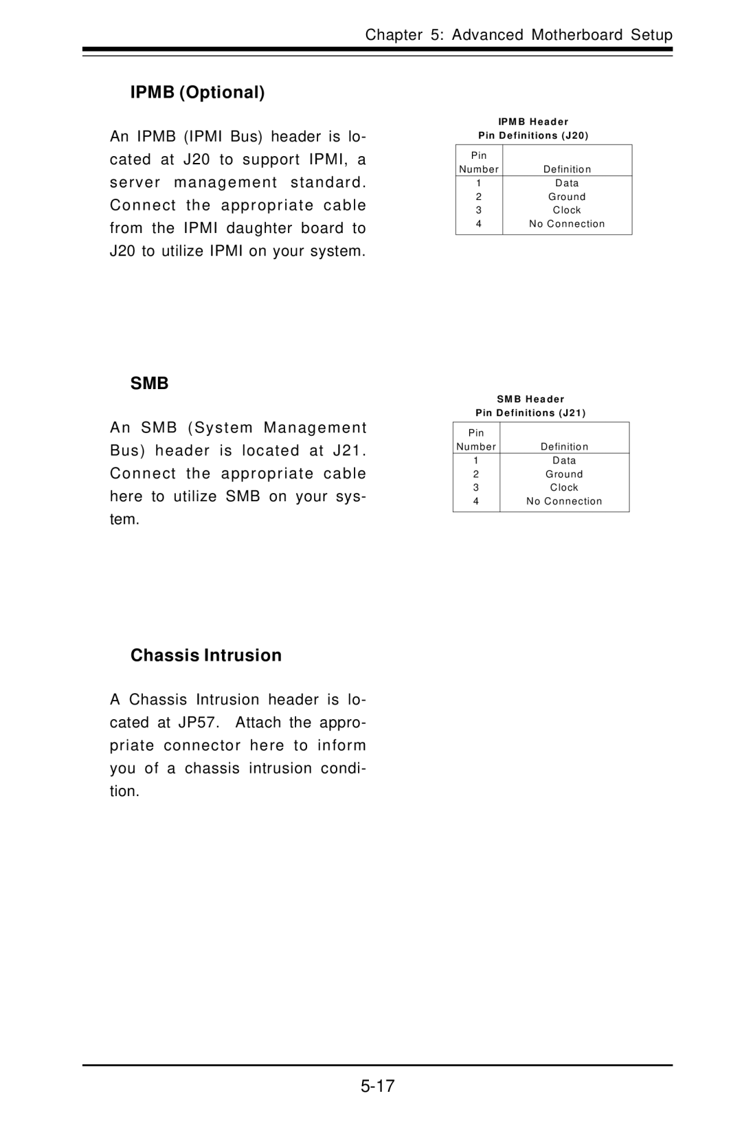 SUPER MICRO Computer 6012L-6 user manual Ipmb Optional, Chassis Intrusion 