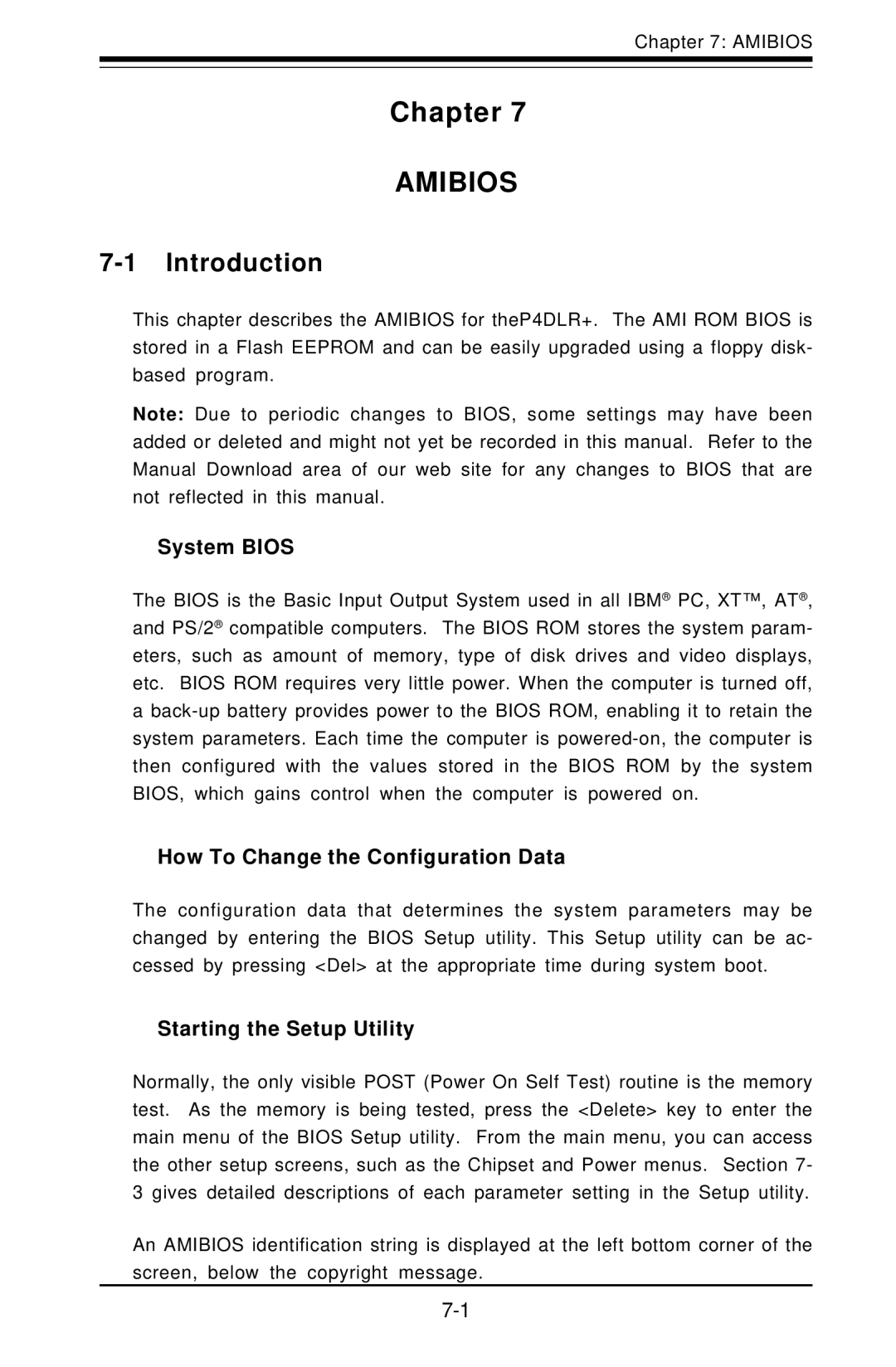 SUPER MICRO Computer 6012L-6 user manual Chapter, Introduction, System Bios, How To Change the Configuration Data 