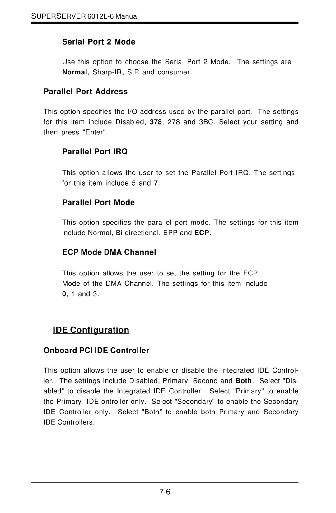 SUPER MICRO Computer 6012L-6 user manual IDE Configuration 