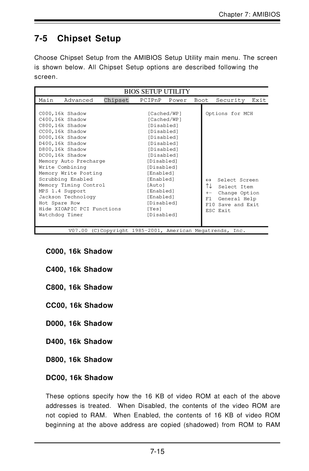 SUPER MICRO Computer 6012L-6 user manual Chipset Setup 