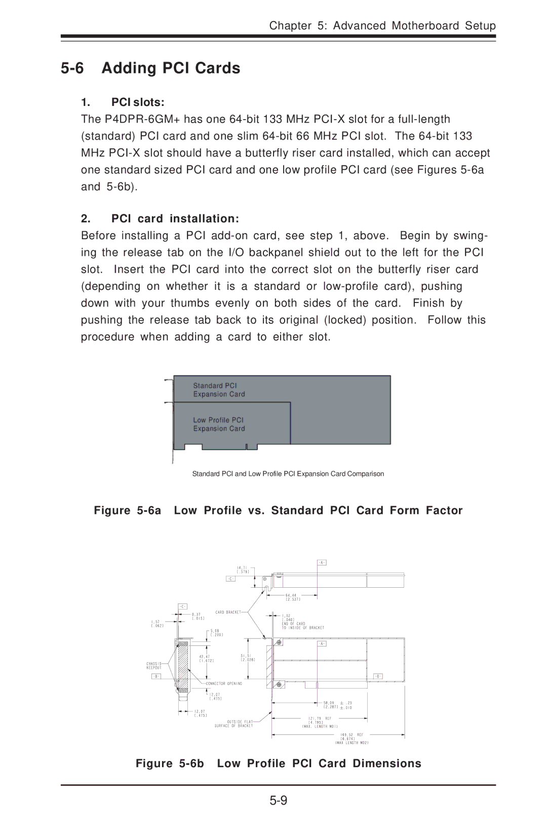 SUPER MICRO Computer 6012P-6 user manual Adding PCI Cards, PCI slots, PCI card installation 