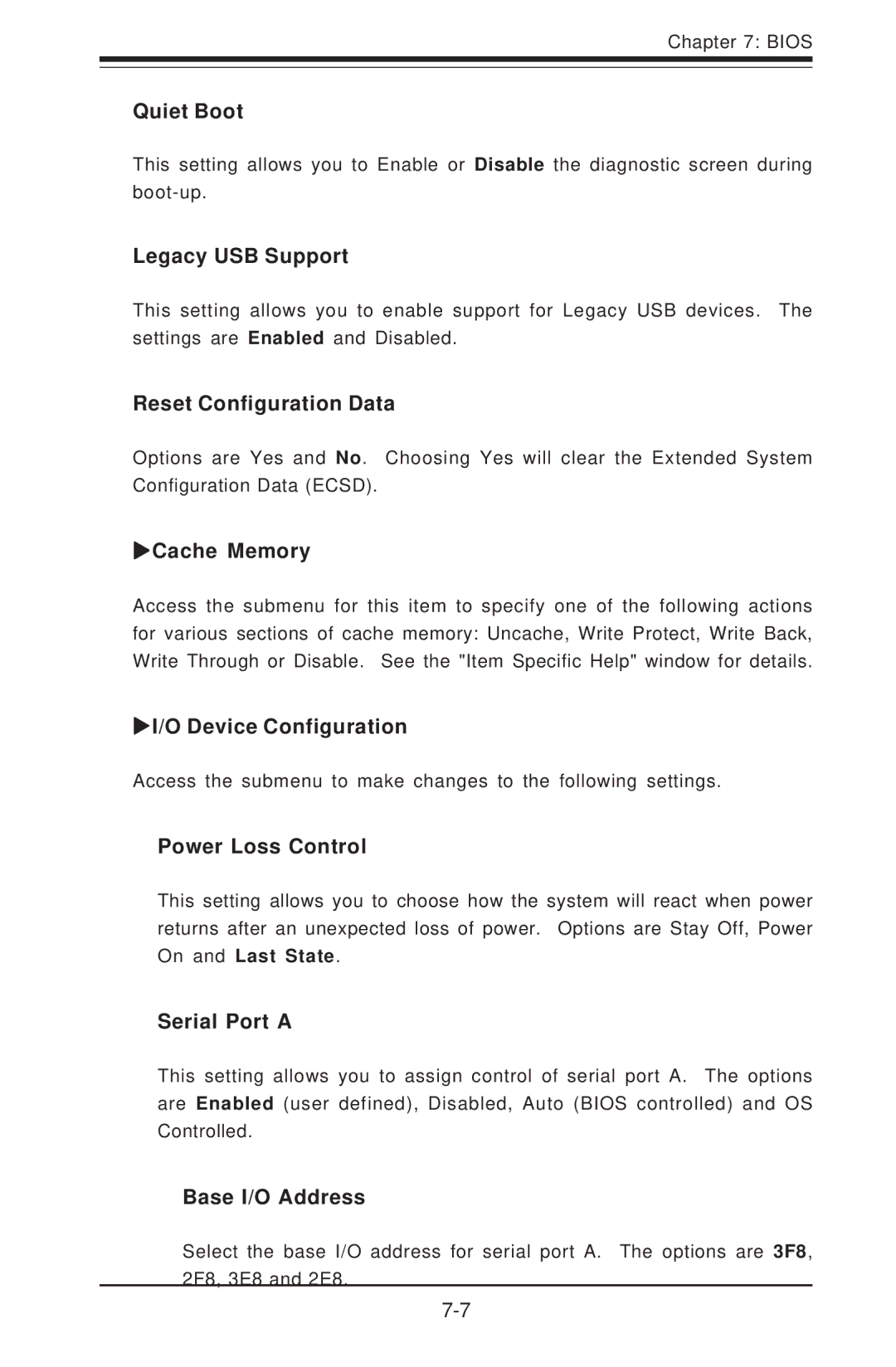 SUPER MICRO Computer 6012P-6 Quiet Boot, Legacy USB Support, Reset Configuration Data, Cache Memory, Device Configuration 